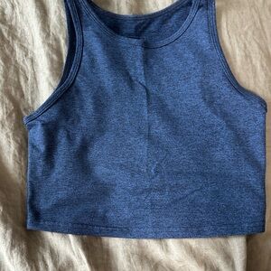 Fleo Heather Blue High Neck Cropped Tank Top